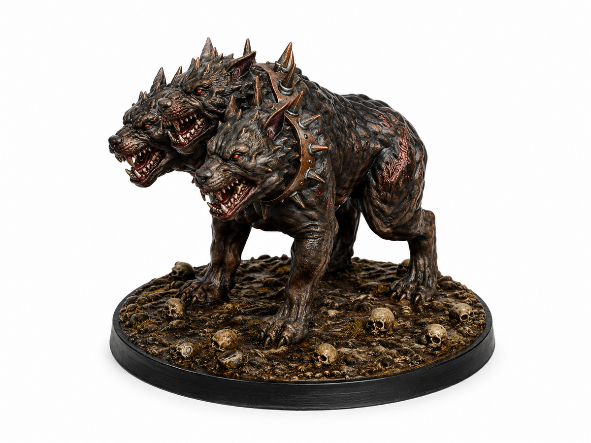 Lesser cerberus demon miniature, 45mm, unpainted resin