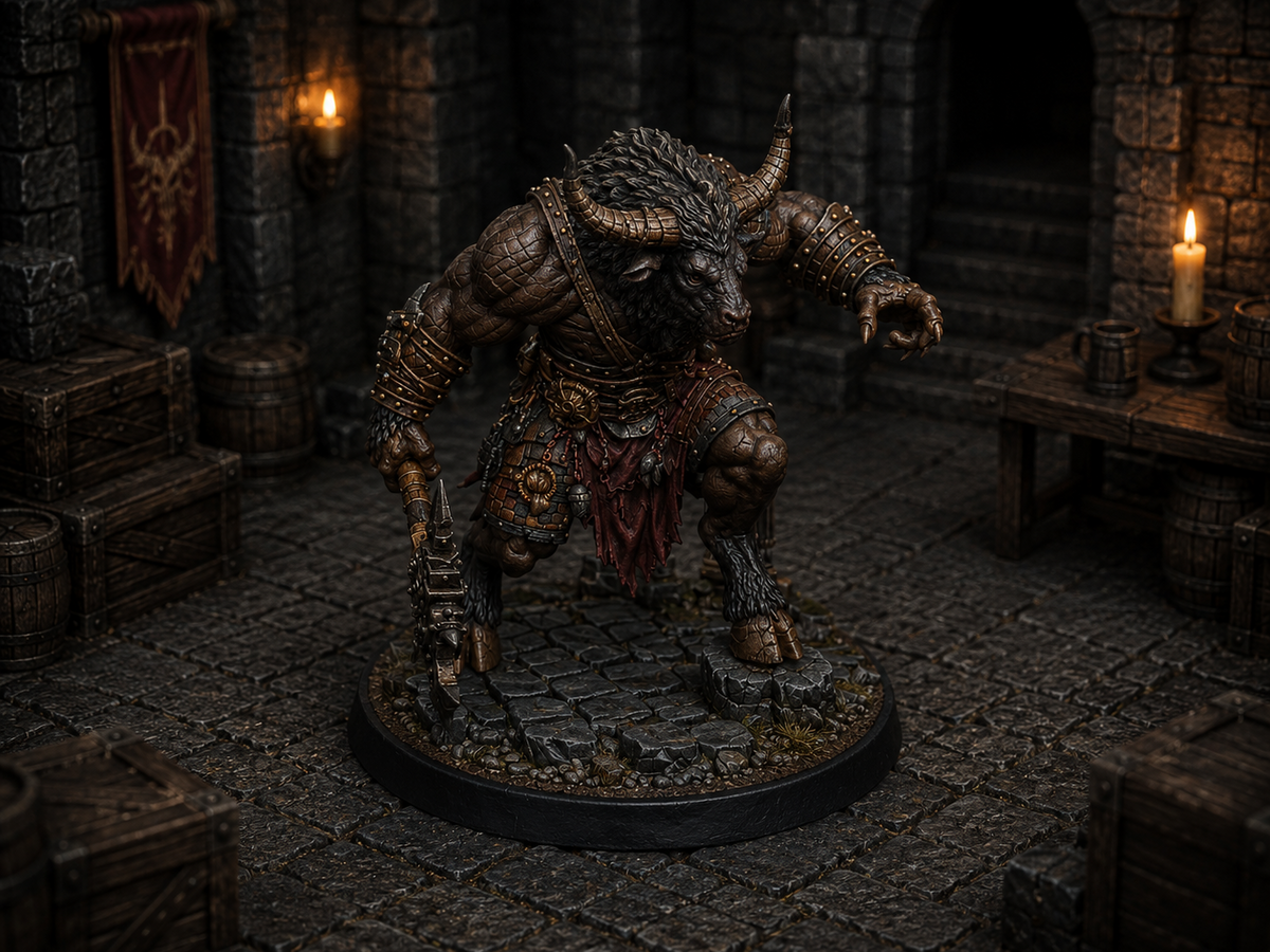 Minotaur with axe miniature, unpainted resin
