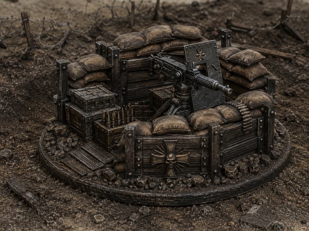 Gun station terrain, 32mm, unpainted resin