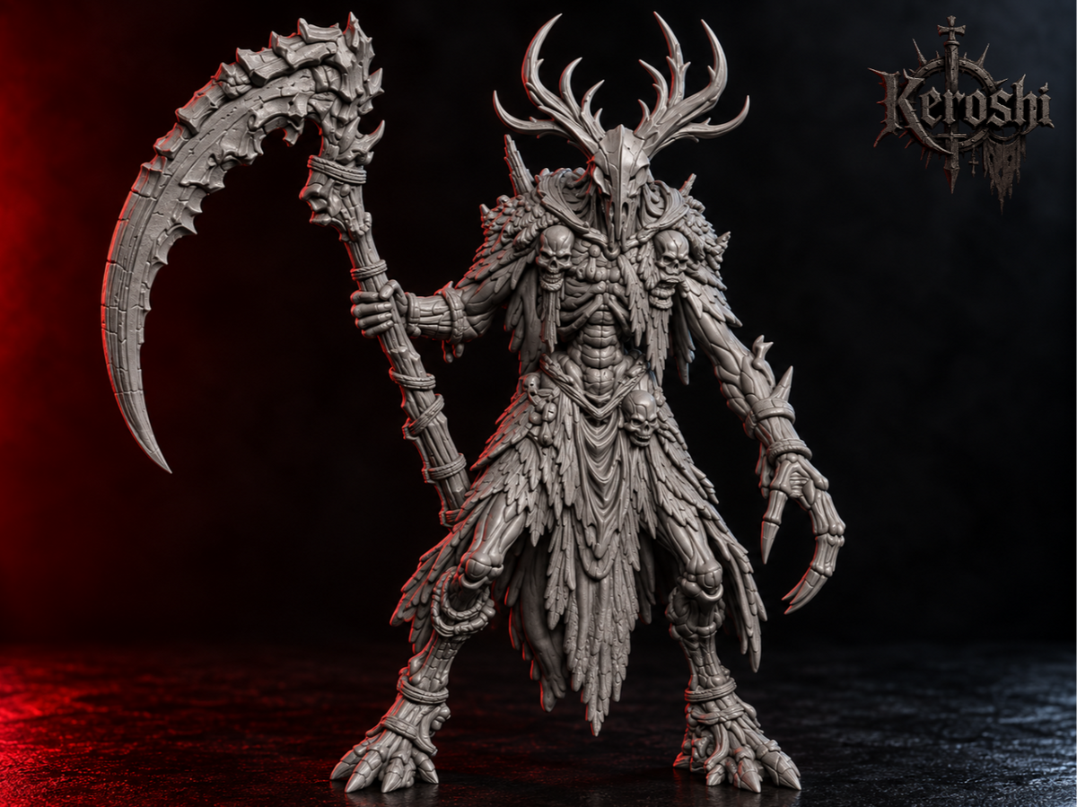 Forest reaper miniature, 40mm, unpainted resin