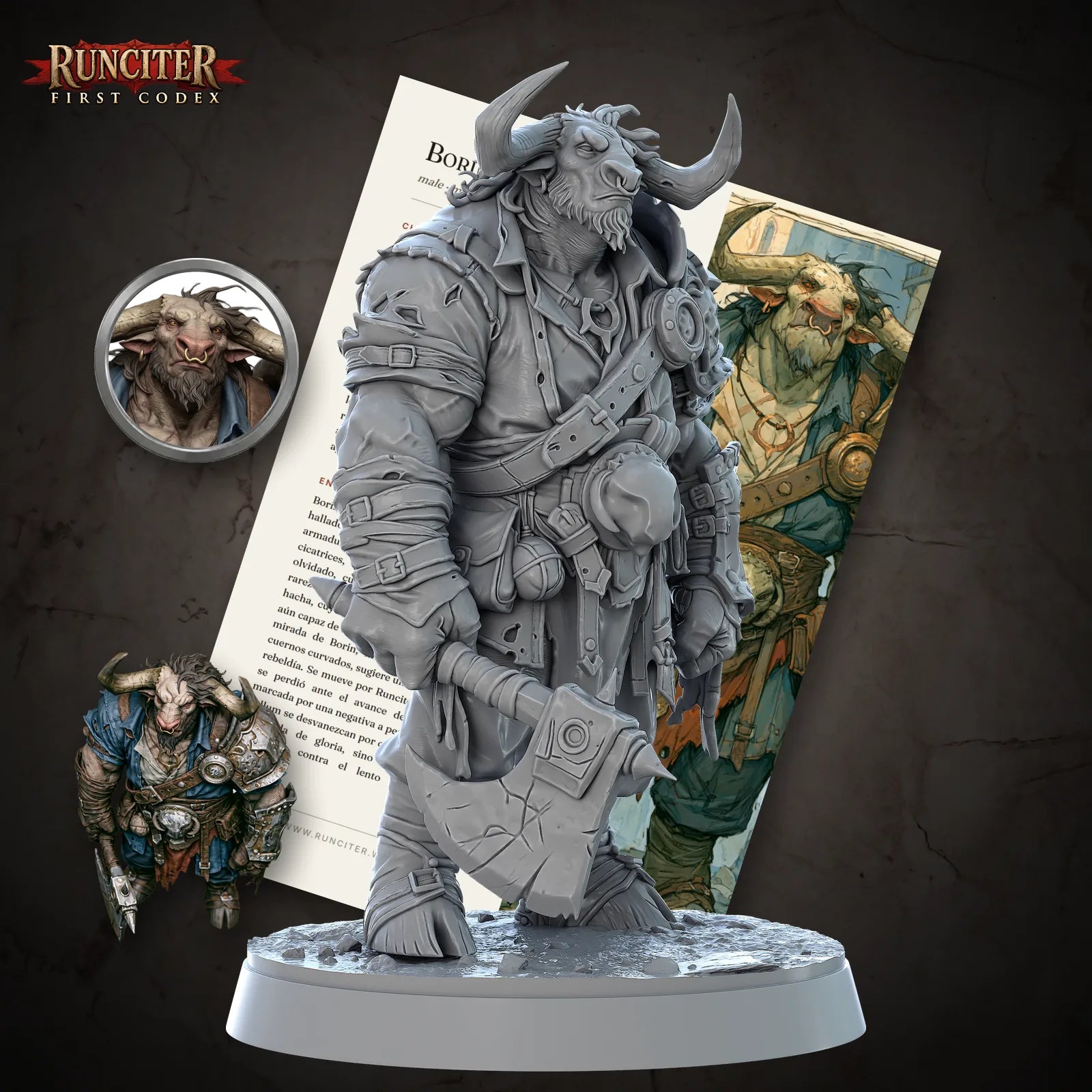 Borin Stonehoof · Male Minotaur Barbarian