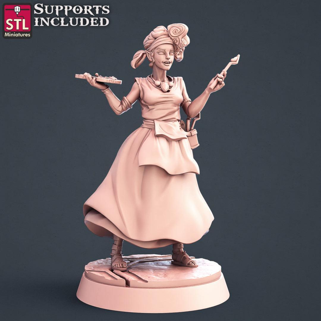 Female painter figure miniature