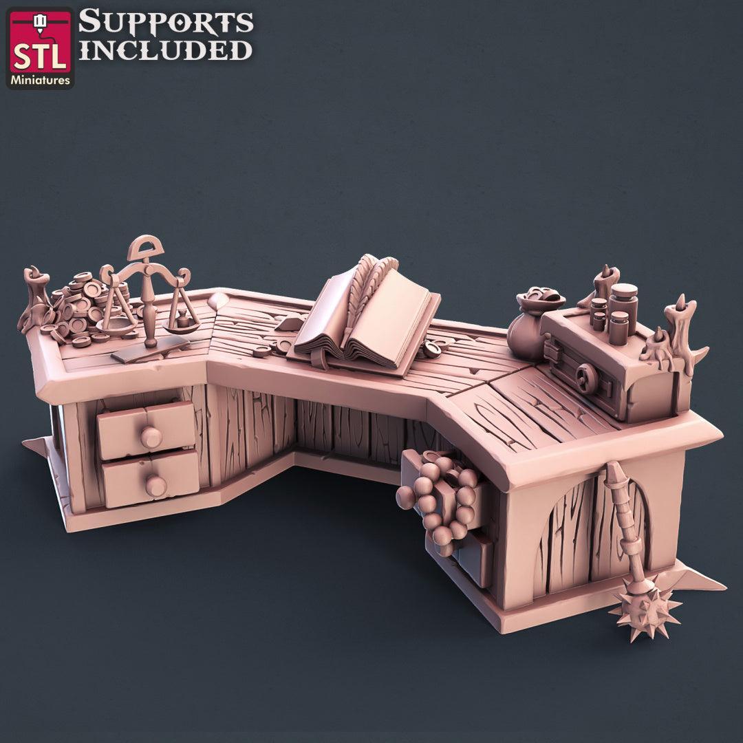 Lender chair and chest 28mm scenery