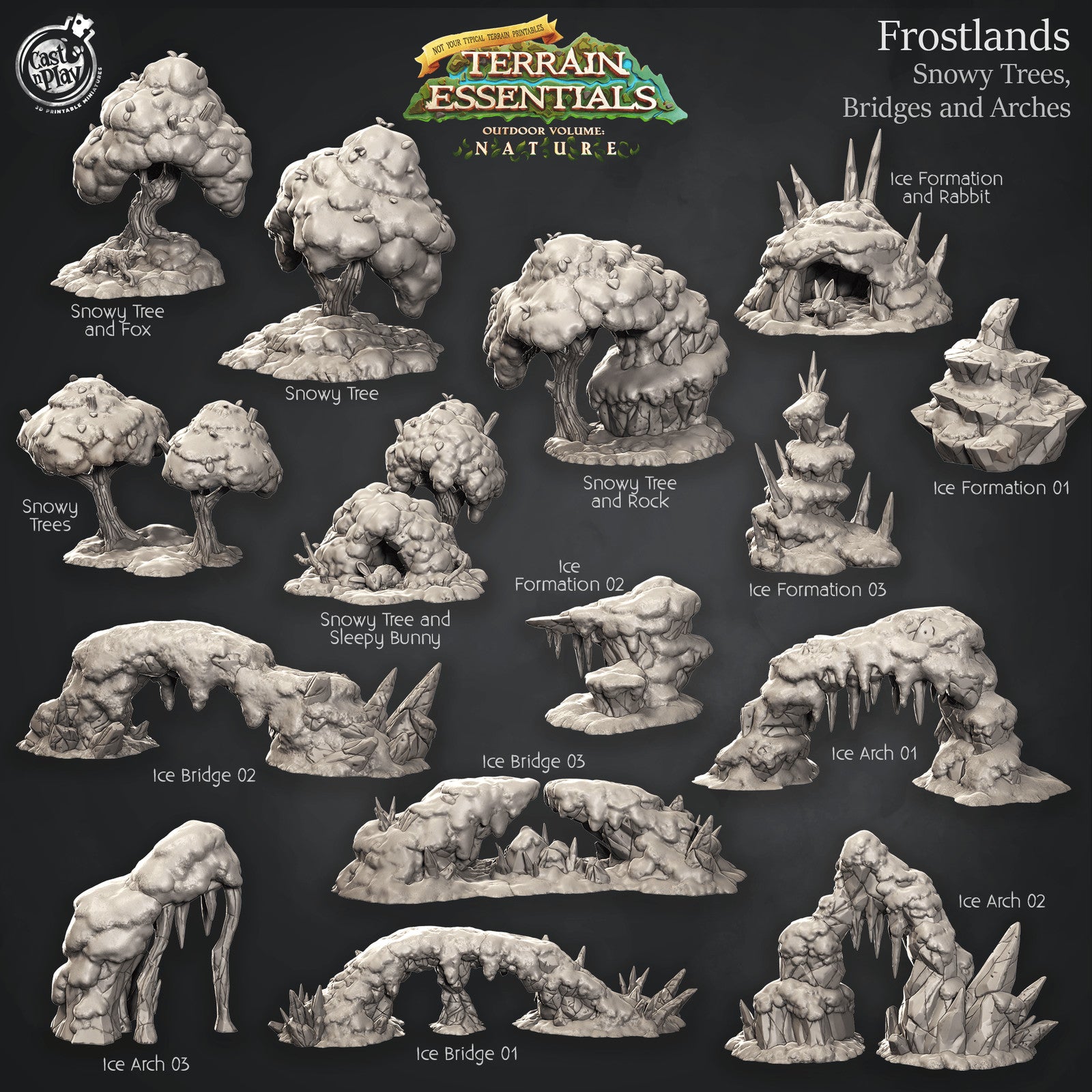 Snowy Trees, Bridges and Arches Frostlands Terrain Set