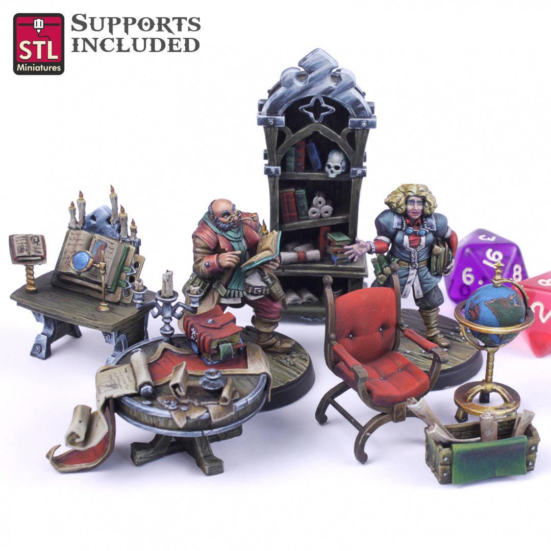 Librarian Set 3D printed 28mm miniature terrain