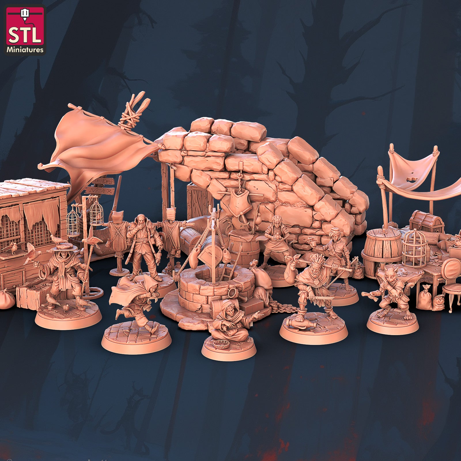 Beggars Guild 28mm resin miniature and scenery set
