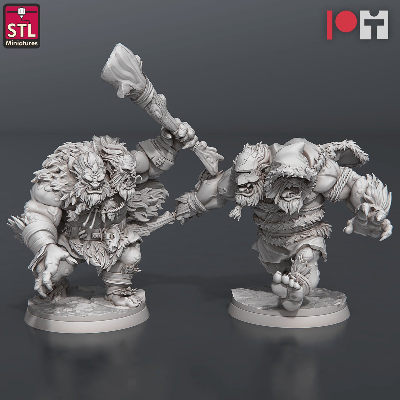 Two Headed Show Troll Set 3D printed 28mm miniatures
