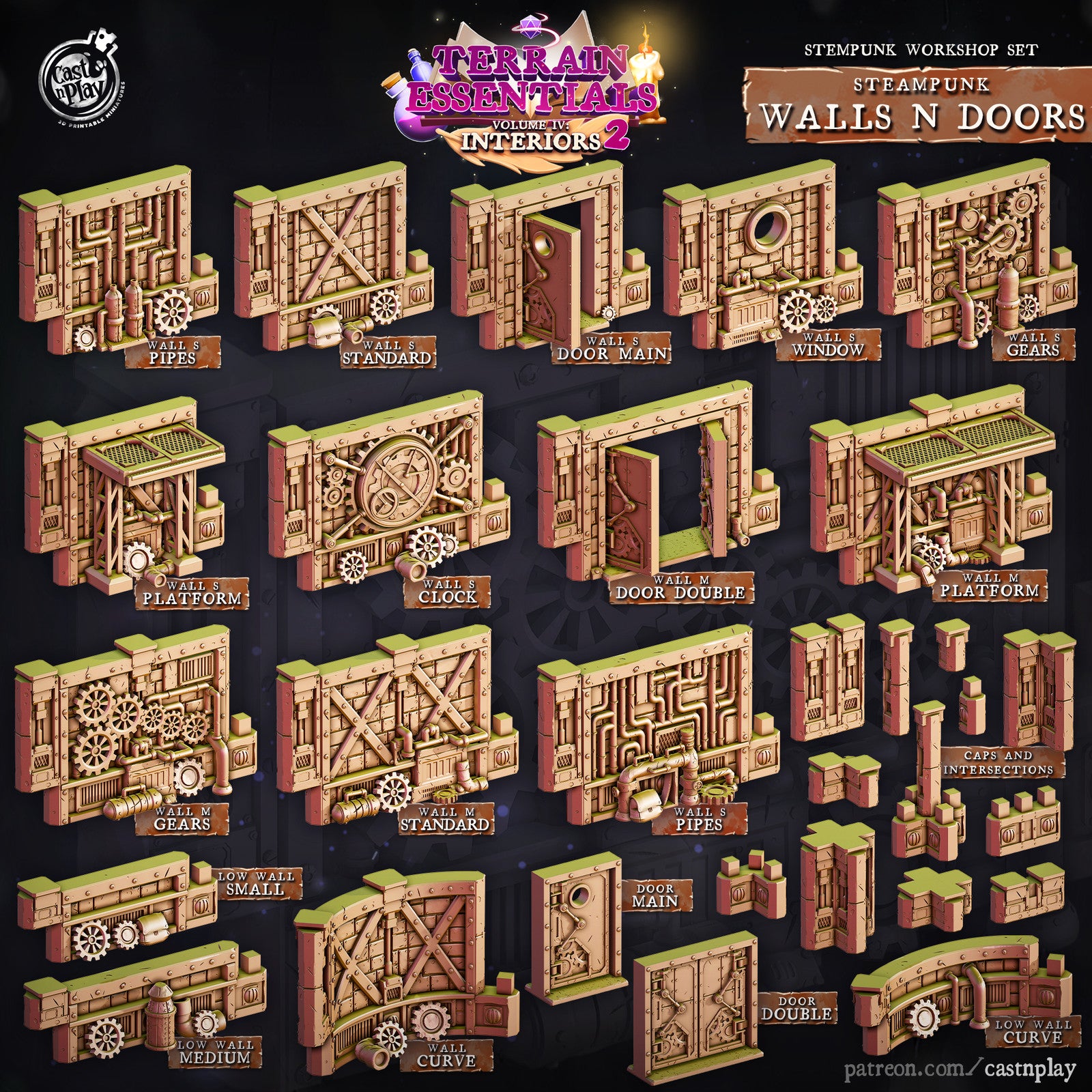 Steampunk Workshop Walls and Doors Terrain Set