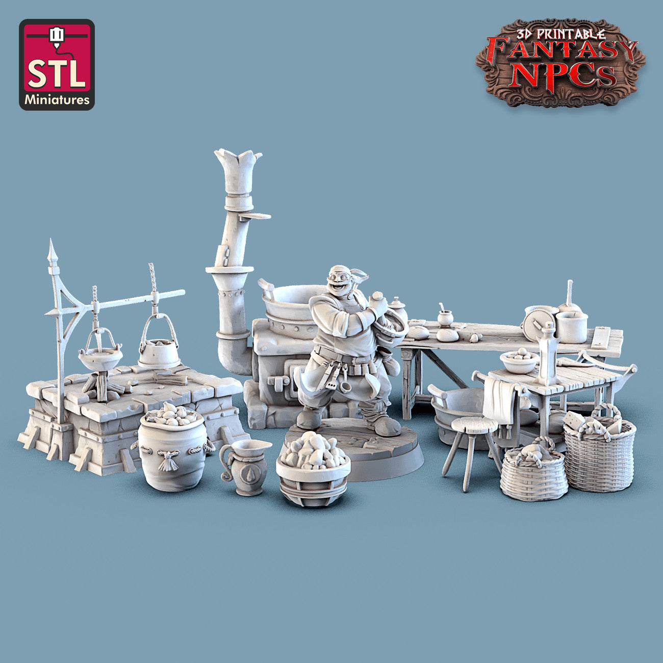 Cook Set 3D printed 28mm miniature terrain