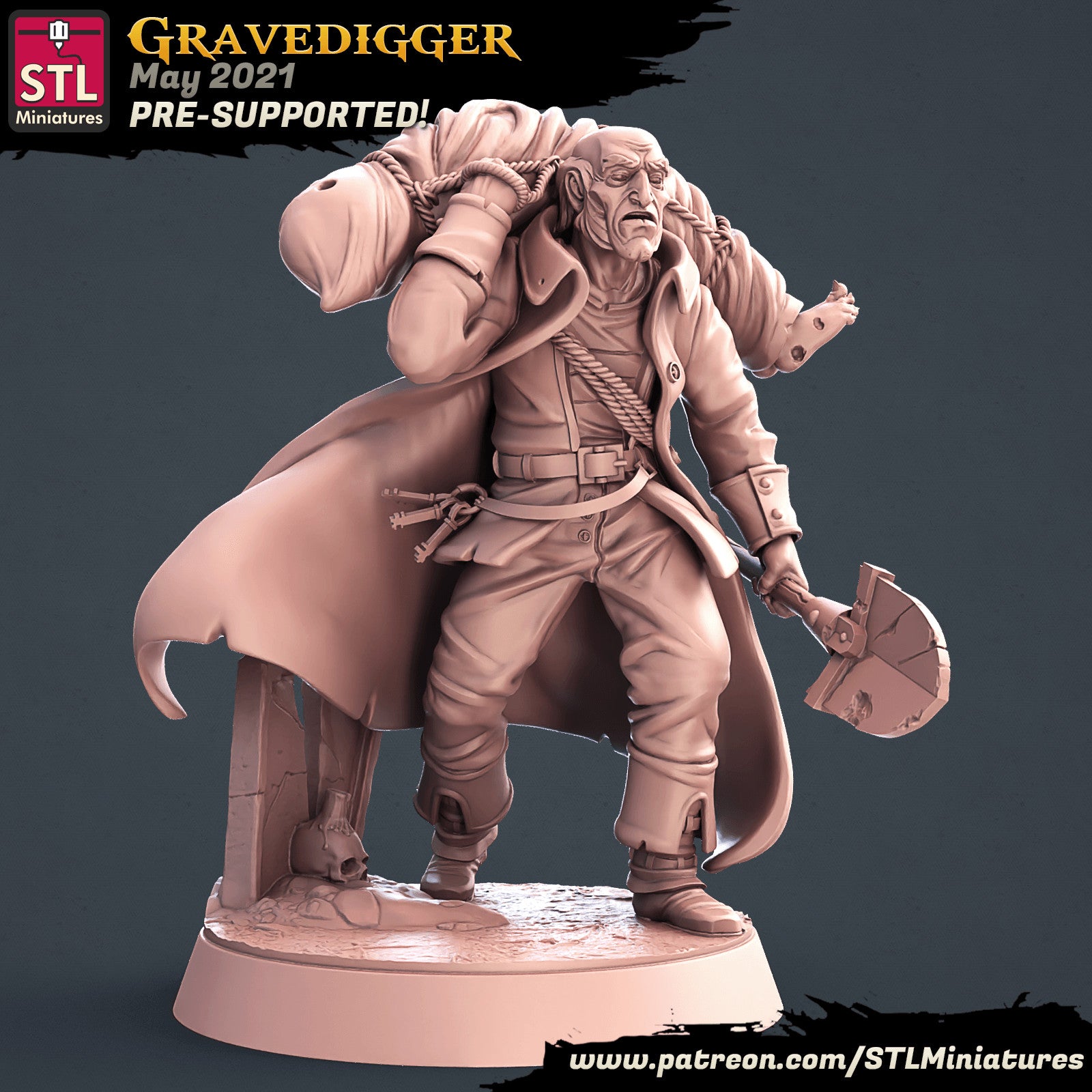 Gravedigger and priest figures