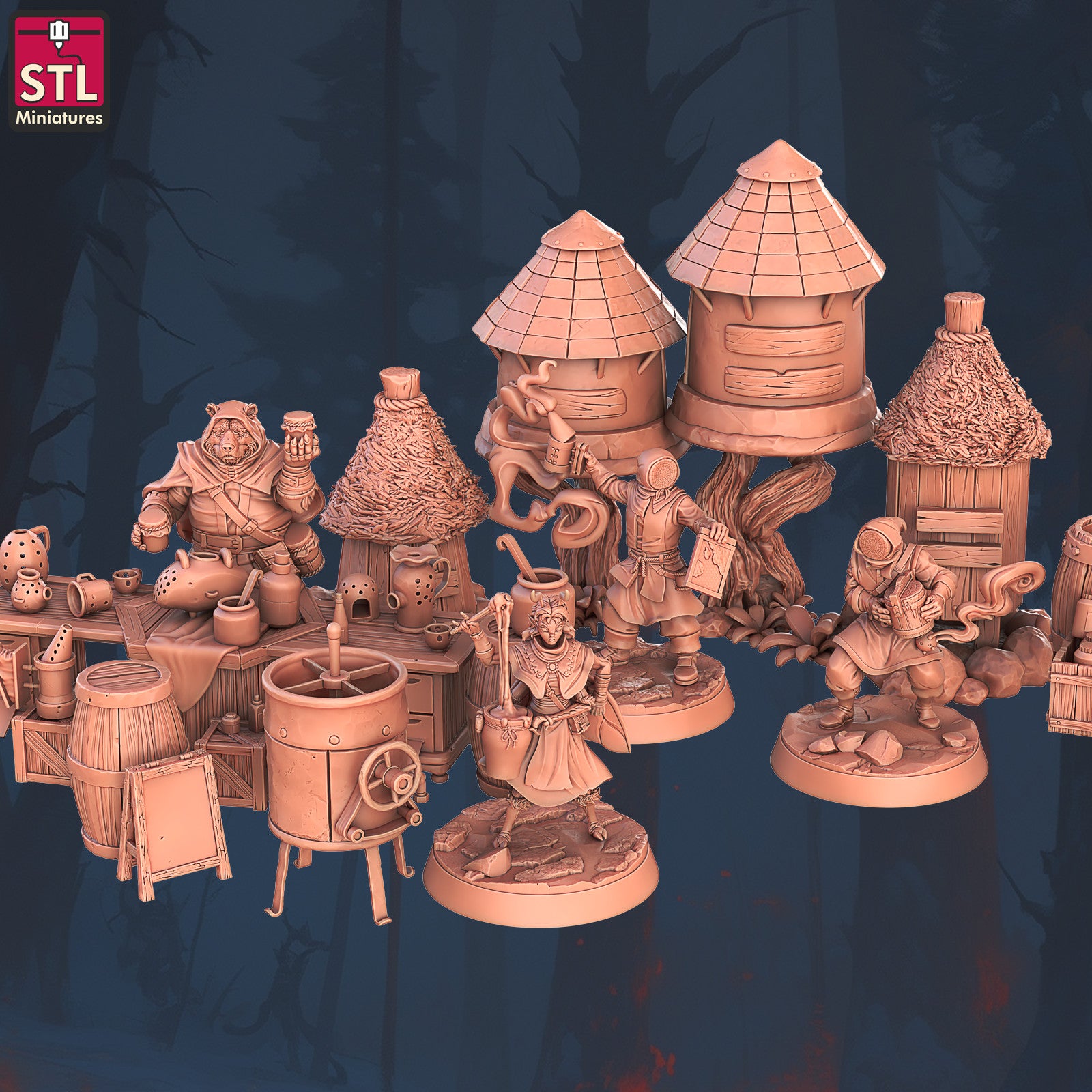 Beekeepers Set 3D printed 28mm miniature terrain