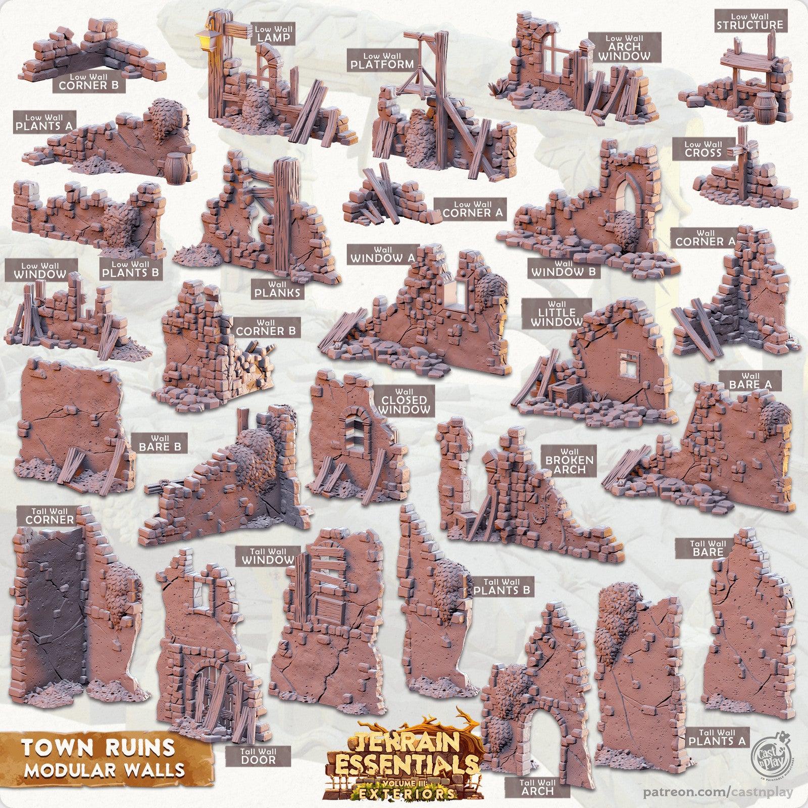 Town Ruins Modular Walls Terrain Set