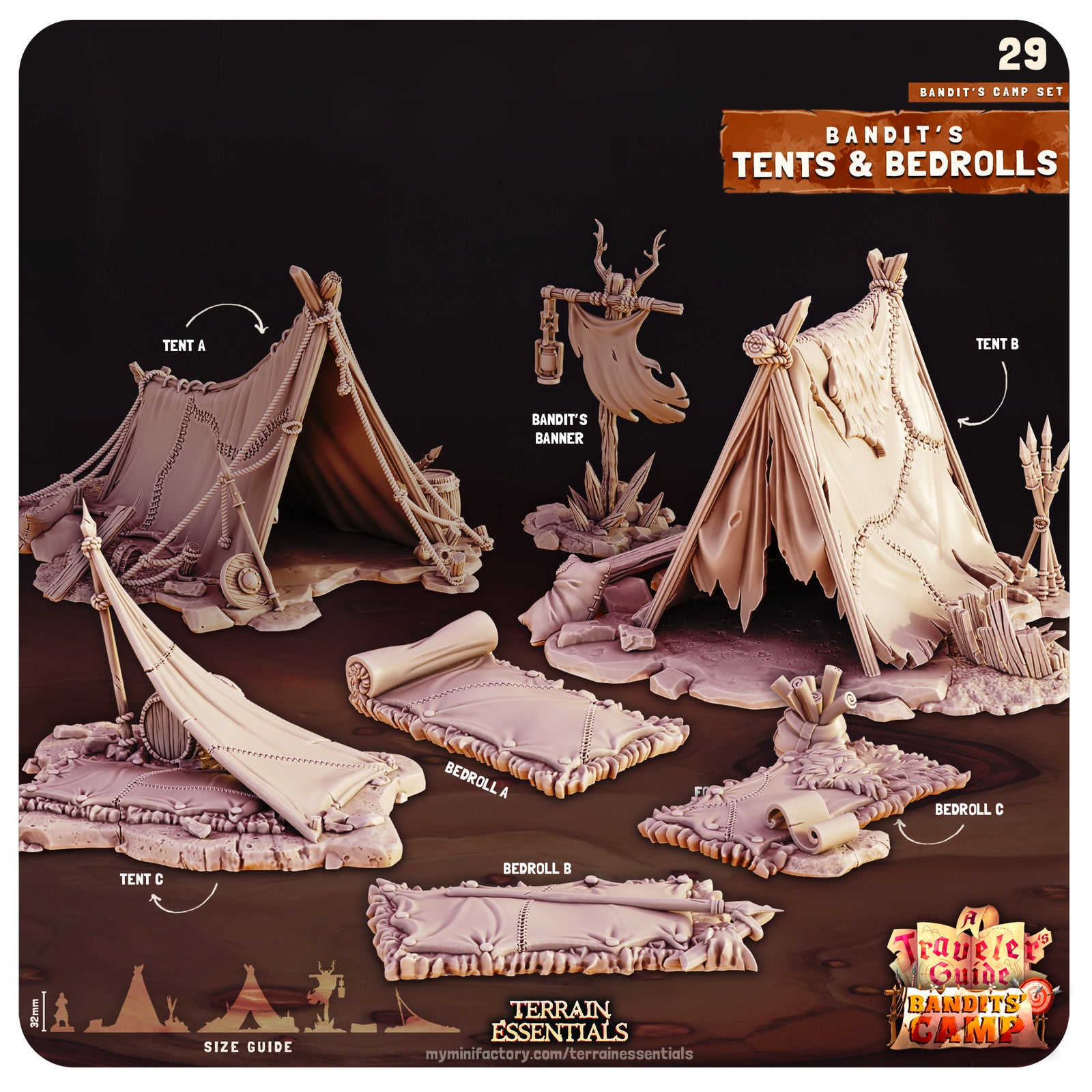 Tents and Bedrolls Bandits Camp Terrain Set