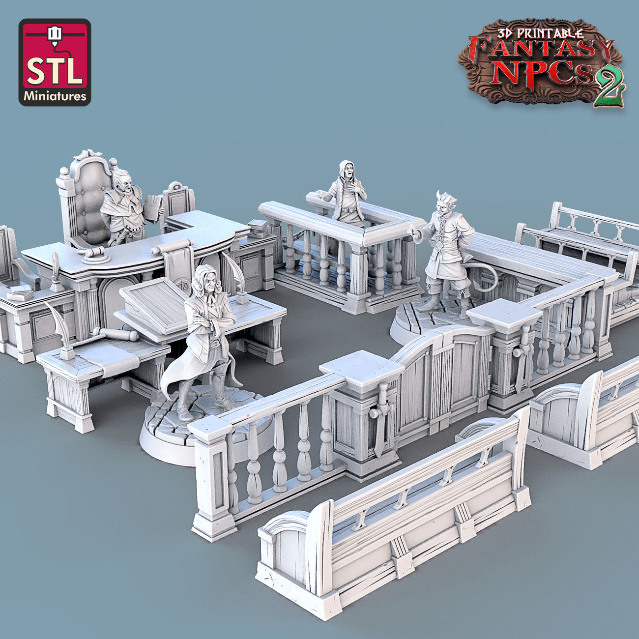 Magistrate Set 3D printed 28mm miniature terrain