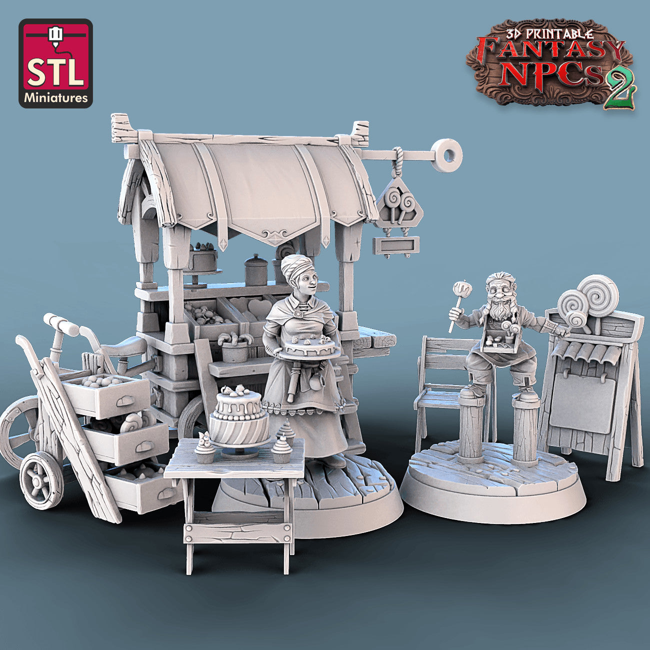 Candy Seller Set 3D printed 28mm miniature terrain