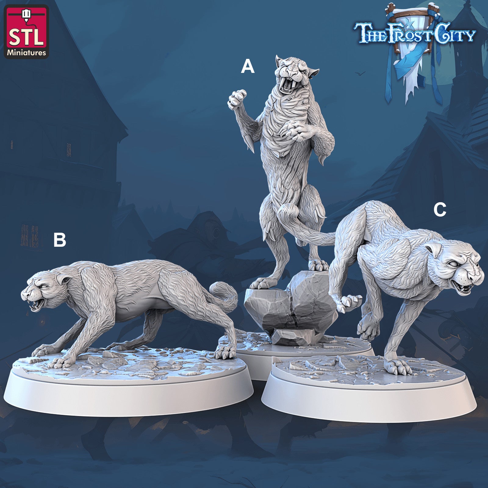Frost City Snow Leopards 28mm resin miniature set