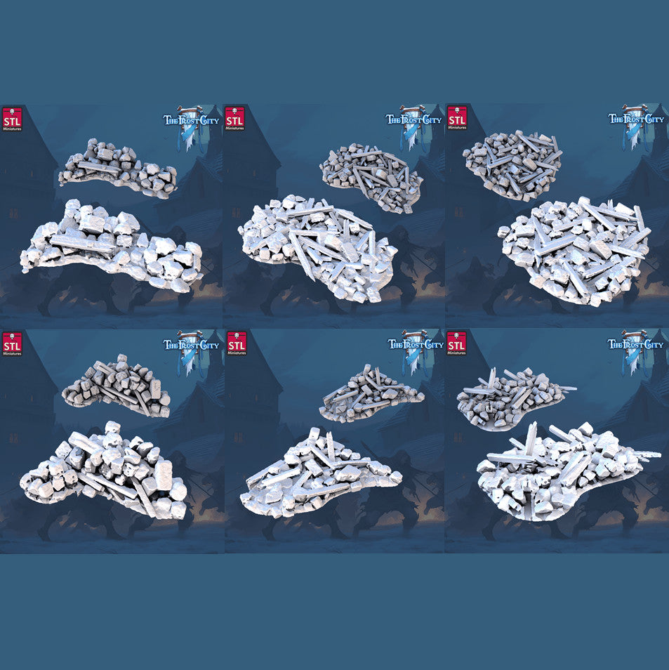 Frost City debris 28mm resin terrain set