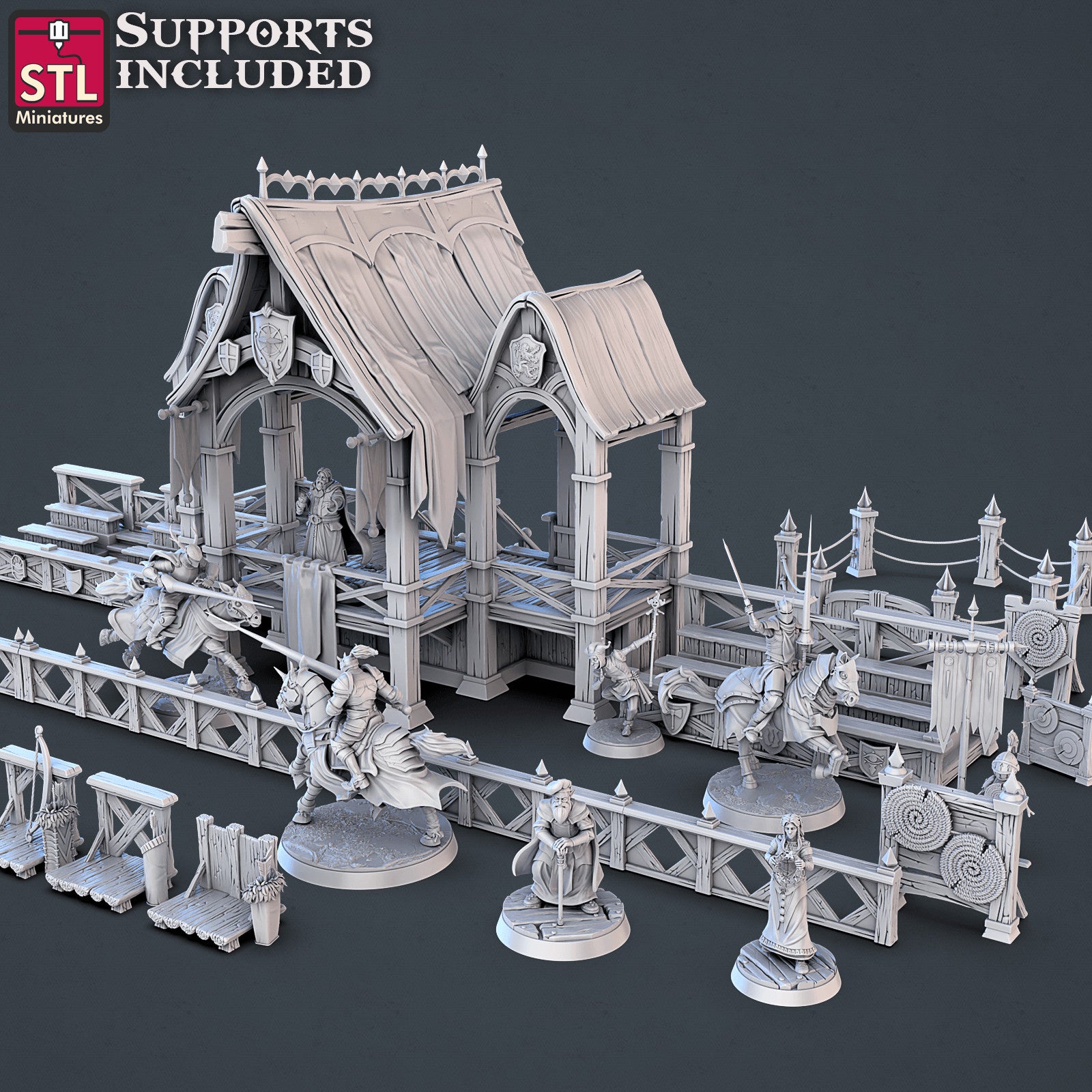 Jousting Set 3D printed 28mm miniature terrain