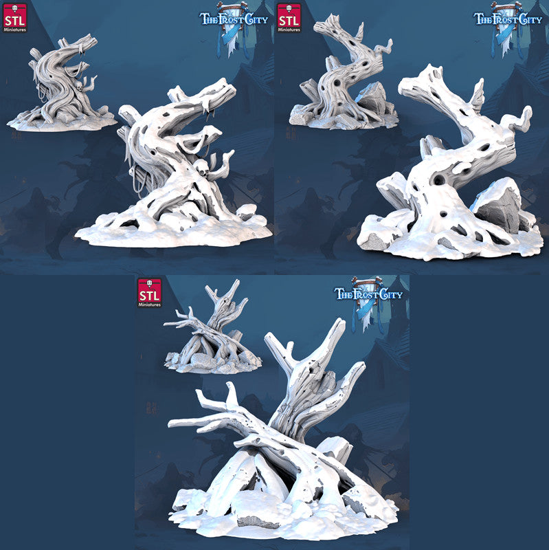 Frost City dead trees 28mm resin terrain set