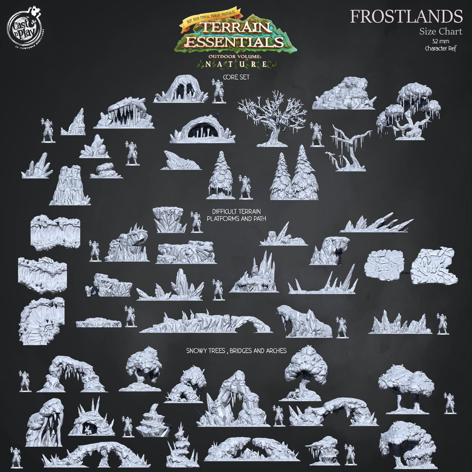 Snowy Trees, Bridges and Arches Frostlands Terrain Set