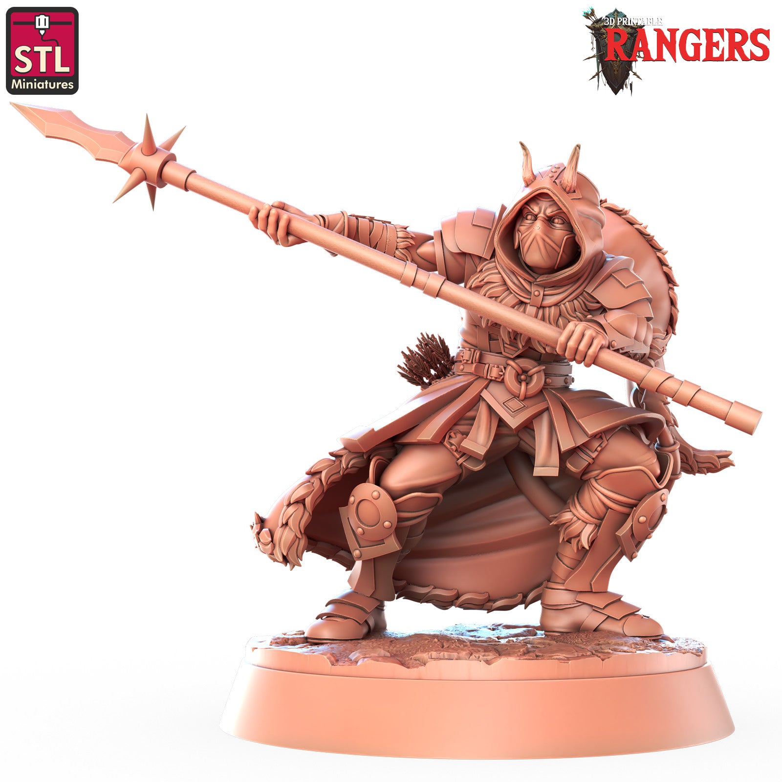 Tiefling female ranger 28mm miniature alternate view
