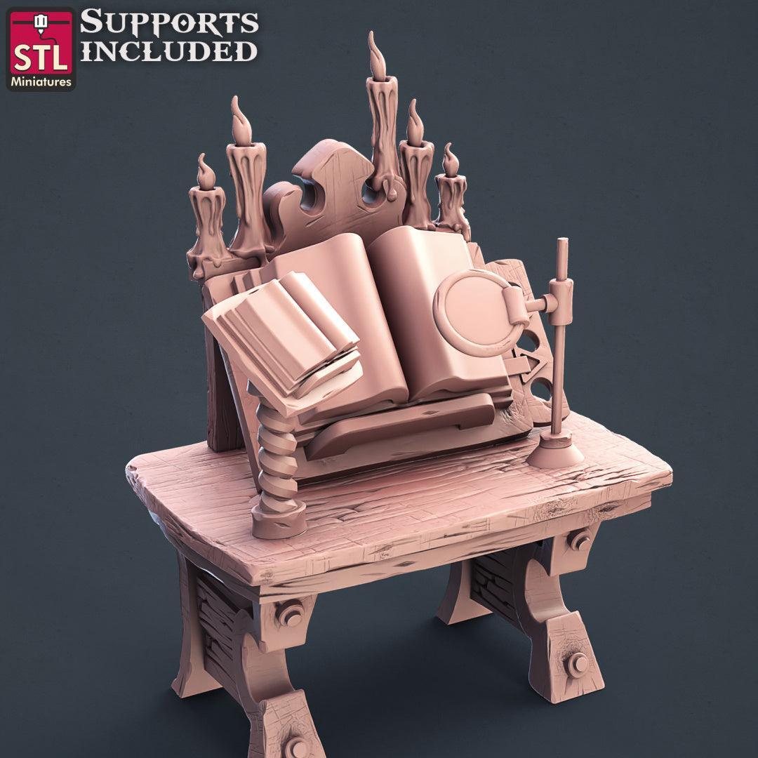 Librarian table and desk terrain pieces