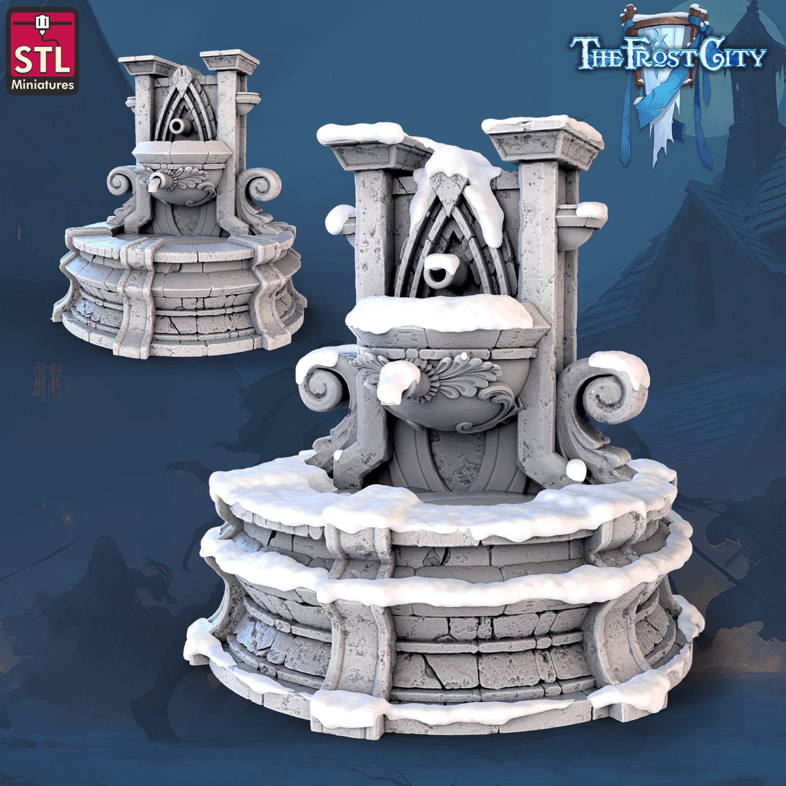 Frost City fountain 28mm resin tabletop scenery