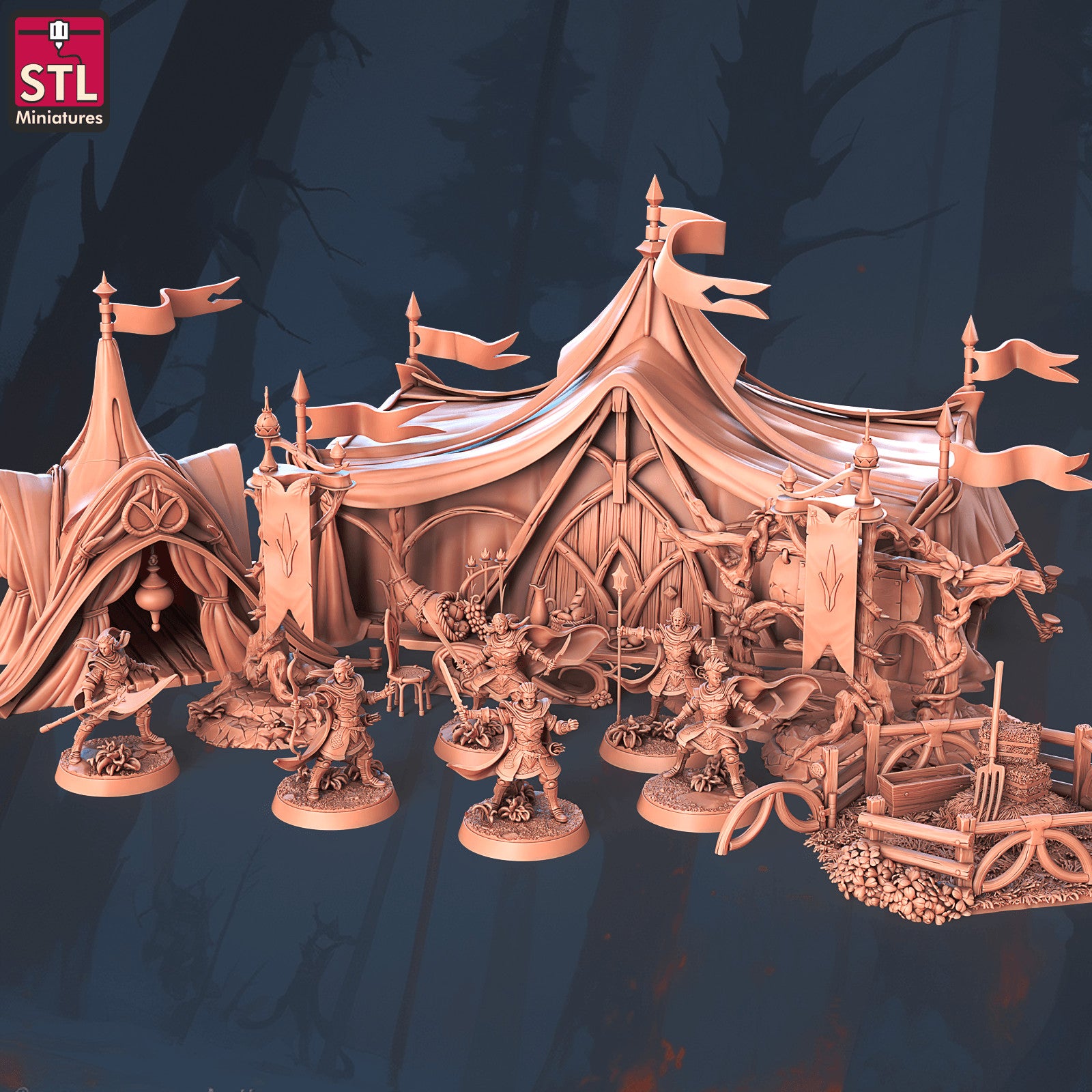 Elf Camp Set 28mm resin miniature terrain set, unpainted