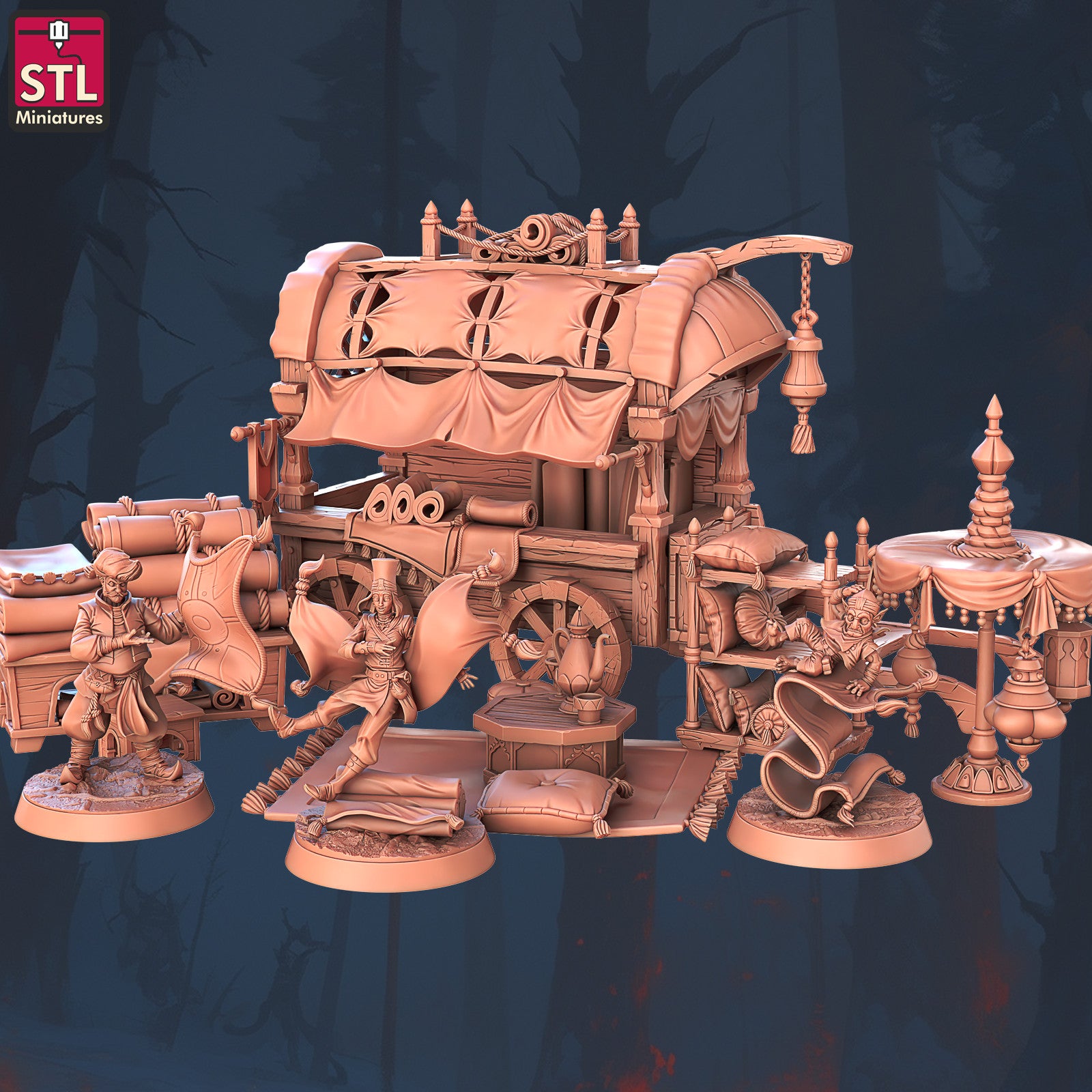 Flying Carpet Vendor Set 3D printed 28mm miniature terrain