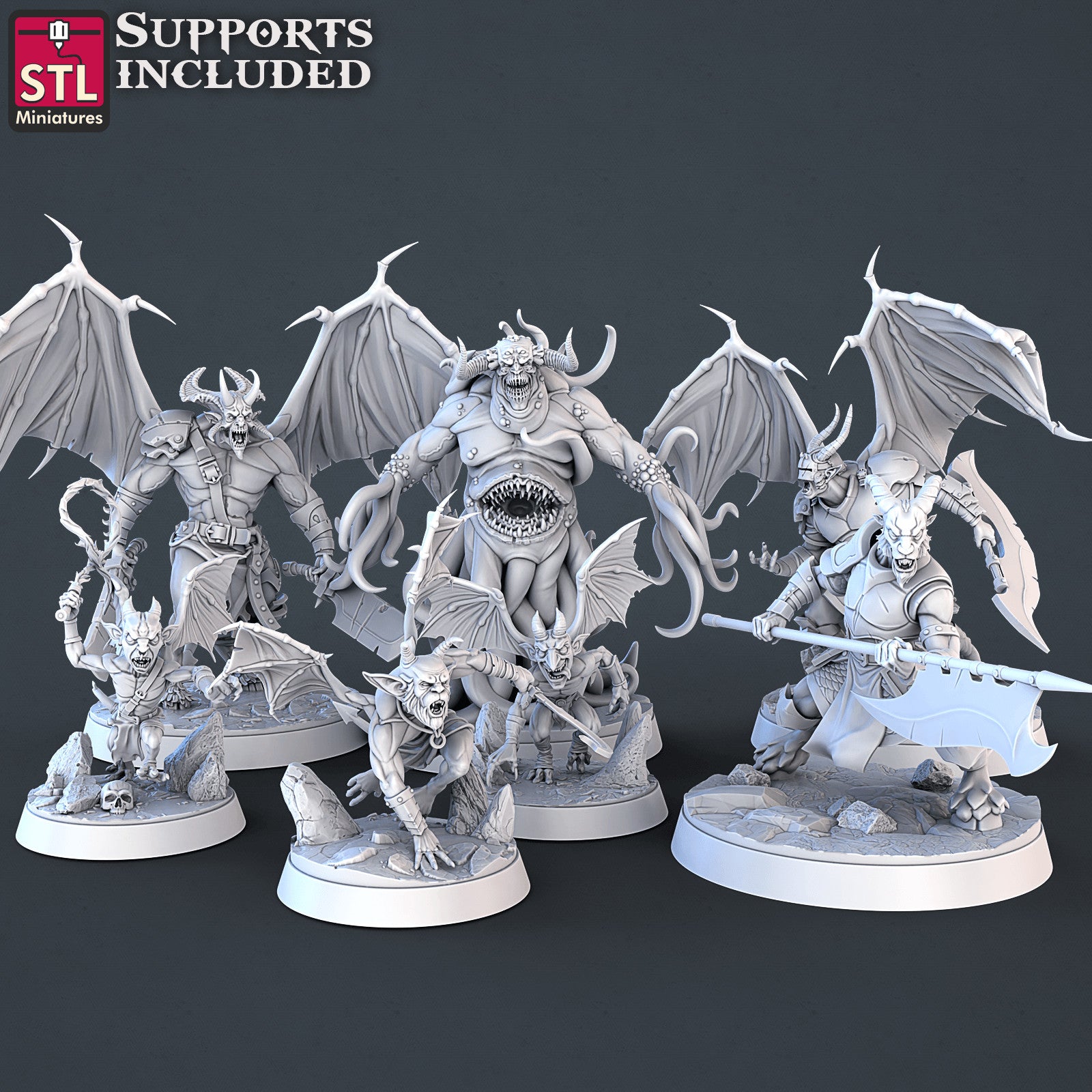 Demons Set 3D printed 28mm miniatures