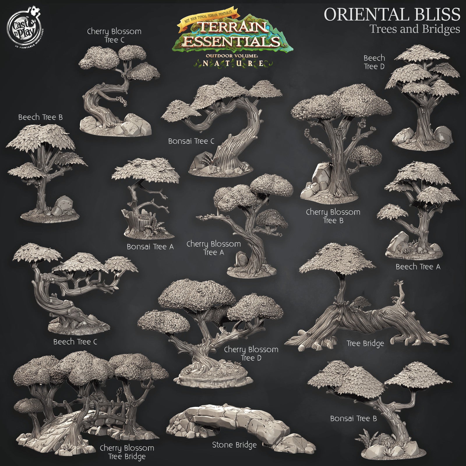 Oriental Bliss Trees and Bridges Terrain Set