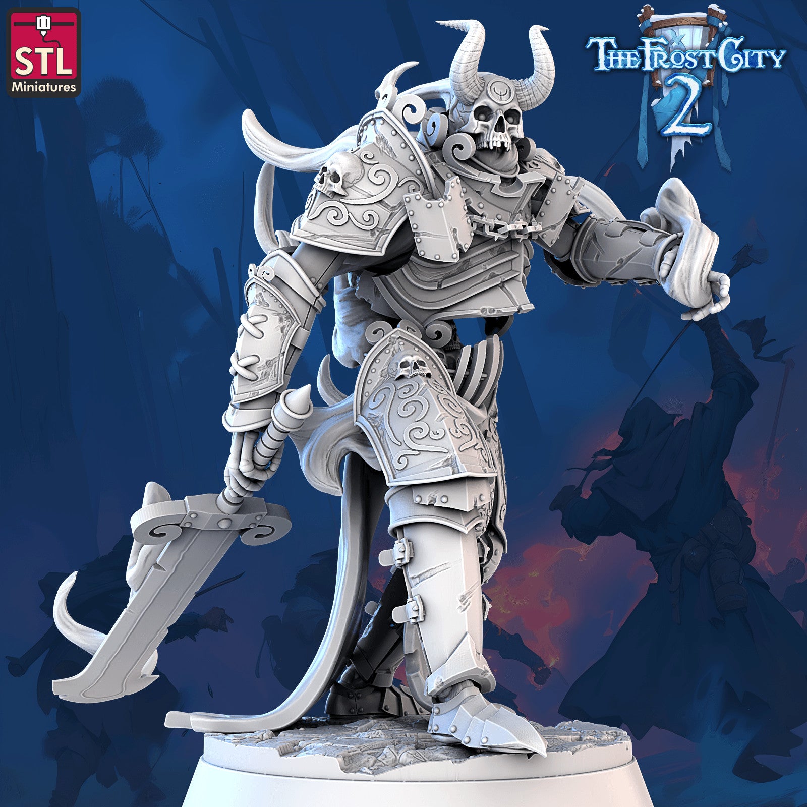 Burning skeleton boss 28mm miniature