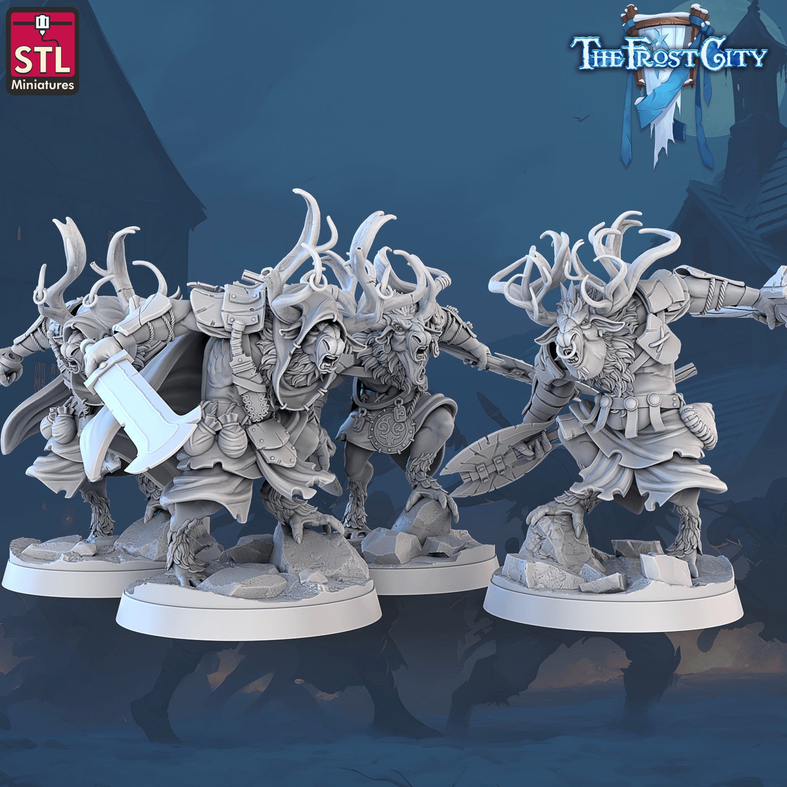 Frost City Rangifers Set 3D printed 28mm miniatures