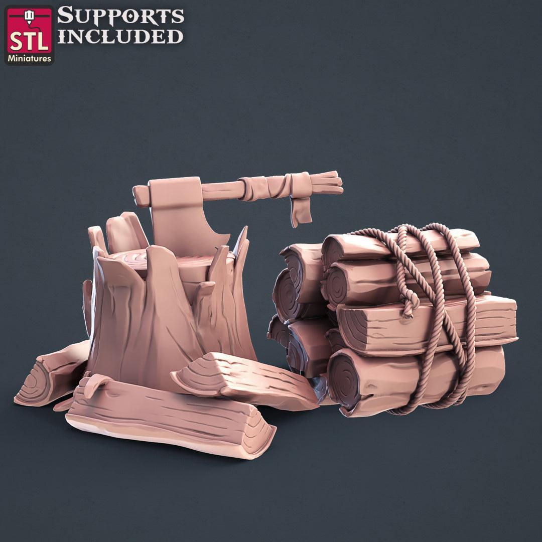 Stacked logs 28mm tabletop scenery