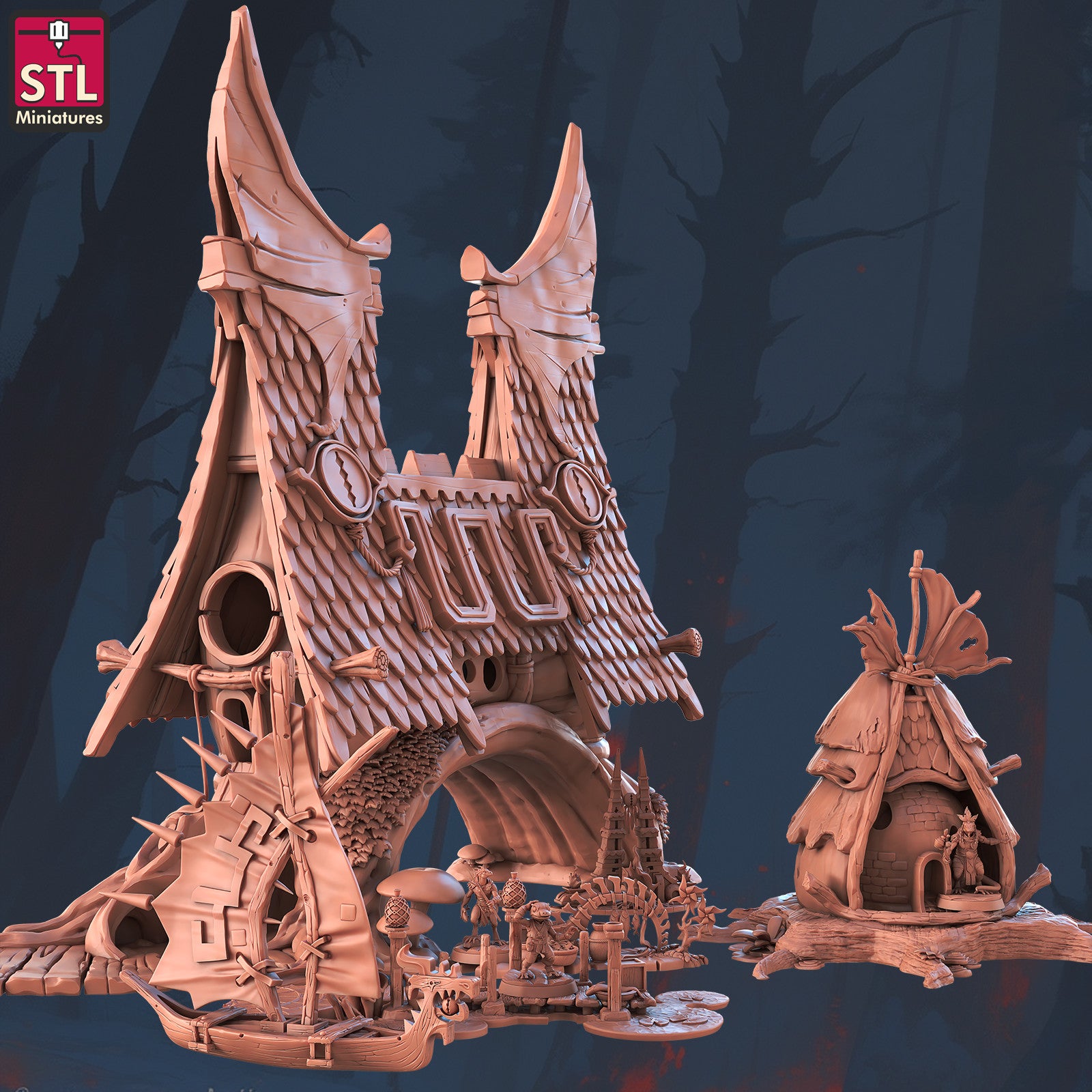 Lizardfolks 28mm resin miniature and terrain set