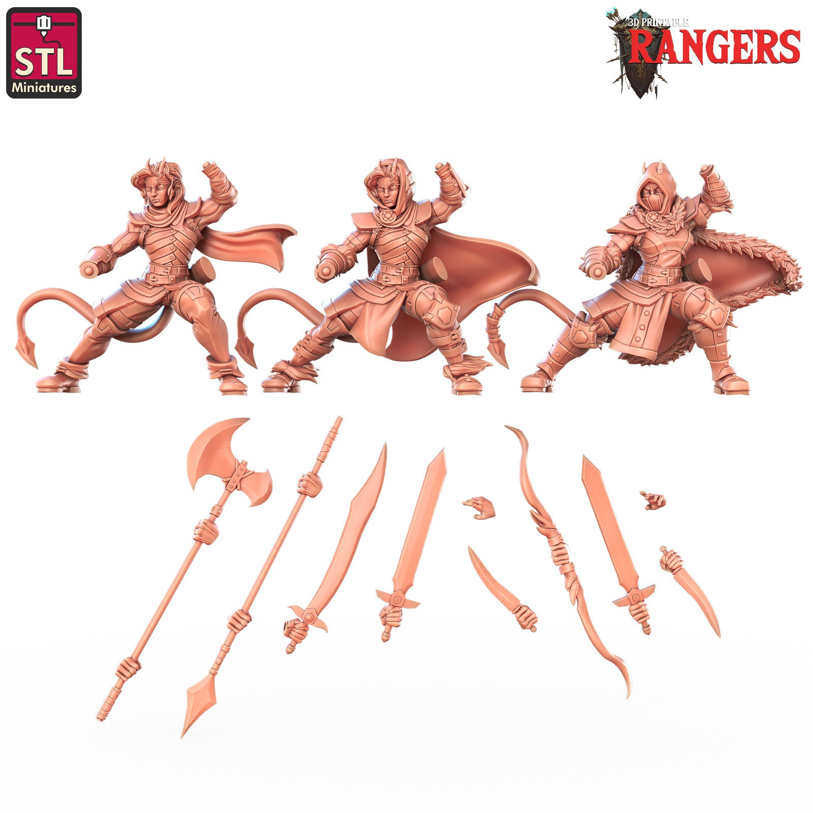 Tiefling female ranger 28mm resin miniature