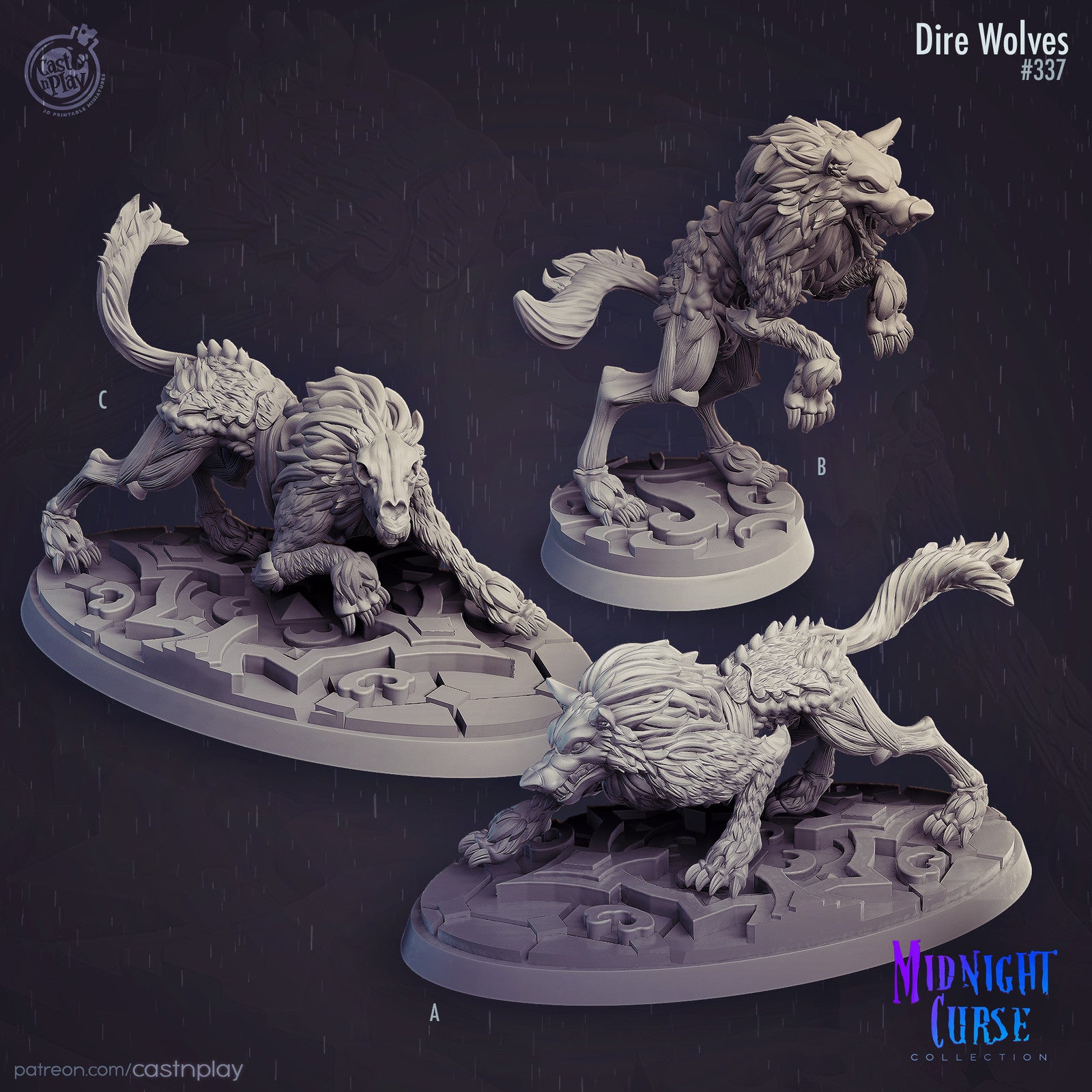 Dire Wolf Midnight Curse miniatures