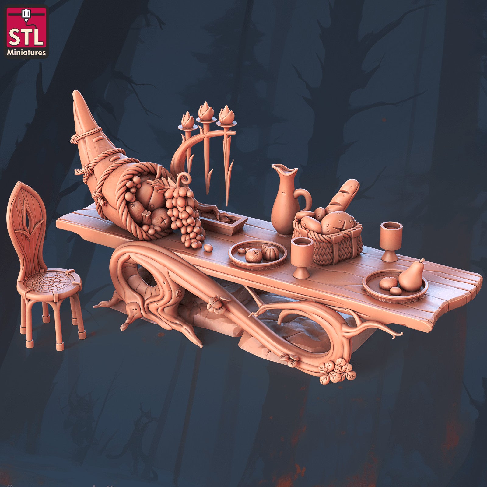 Elf camp banner and banquet 28mm resin pieces