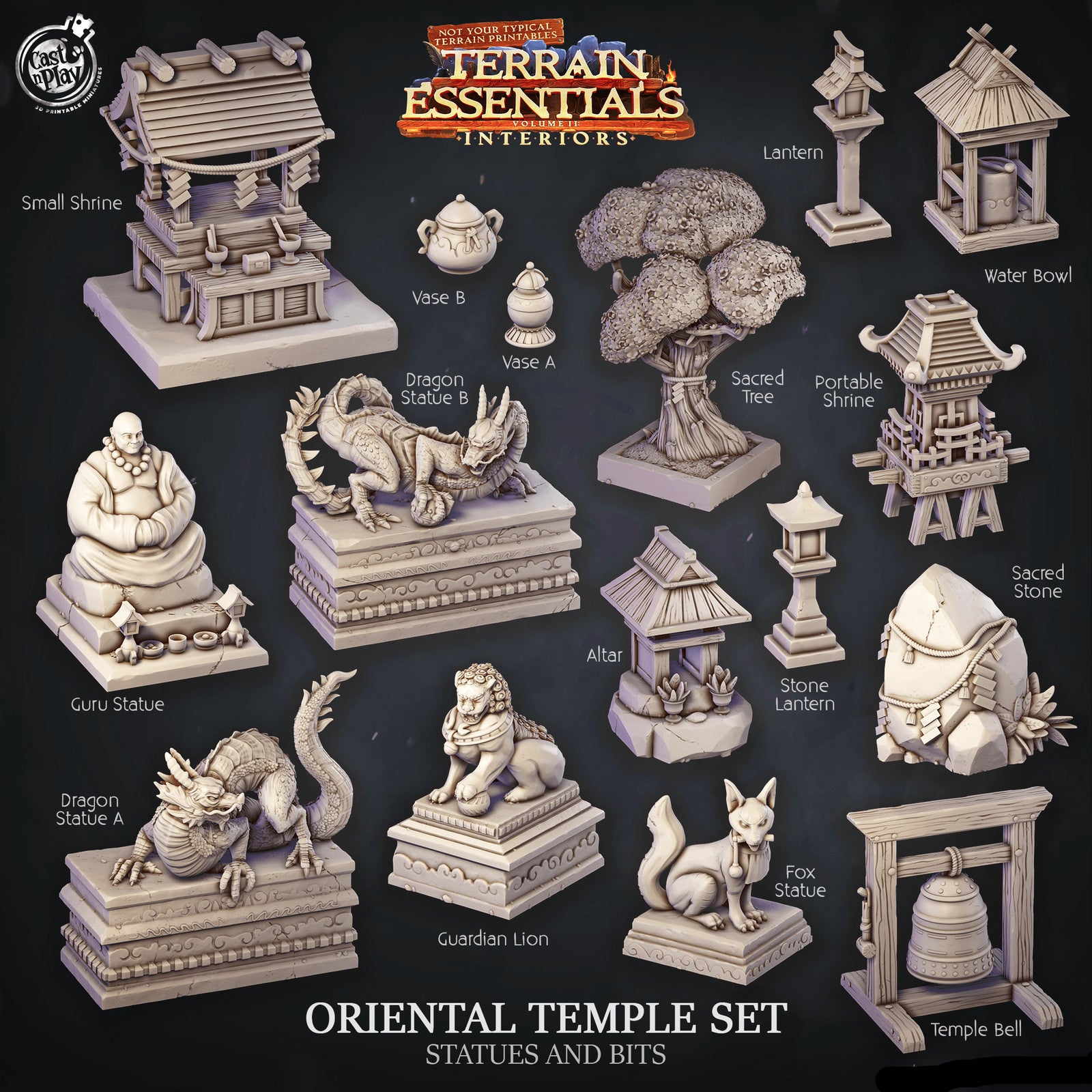 Oriental Temple Statues And Bits