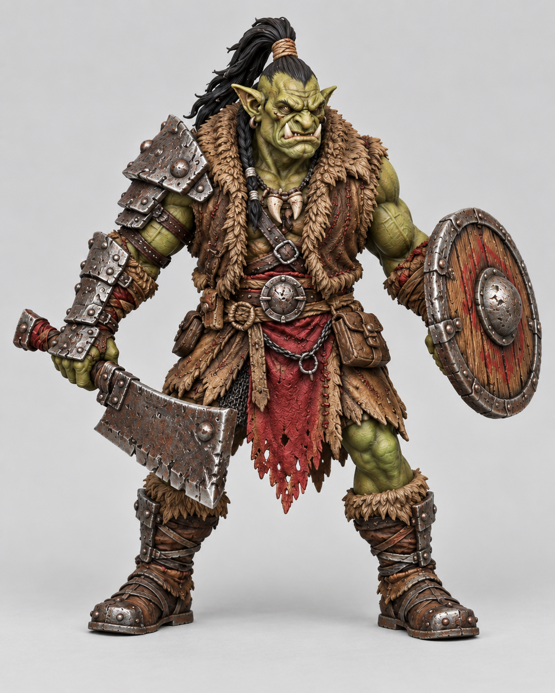 Orc Warrior with Cleaver and Shield painted presentation; supplied unpainted.