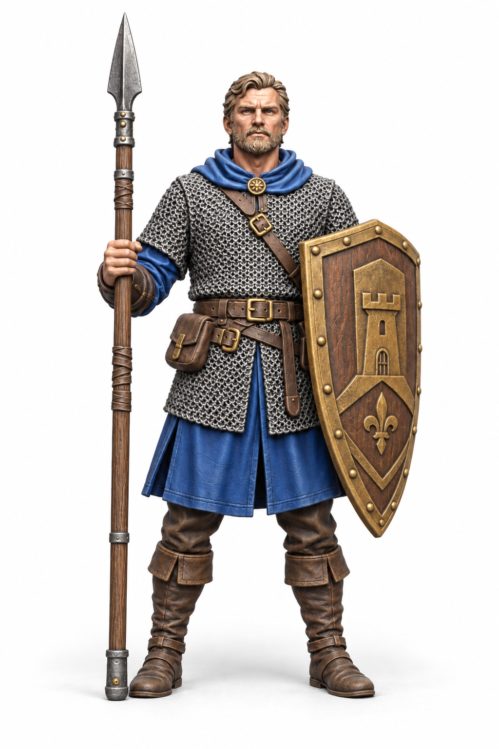 Timothy - Male Human Town Guard painted presentation; supplied unpainted.
