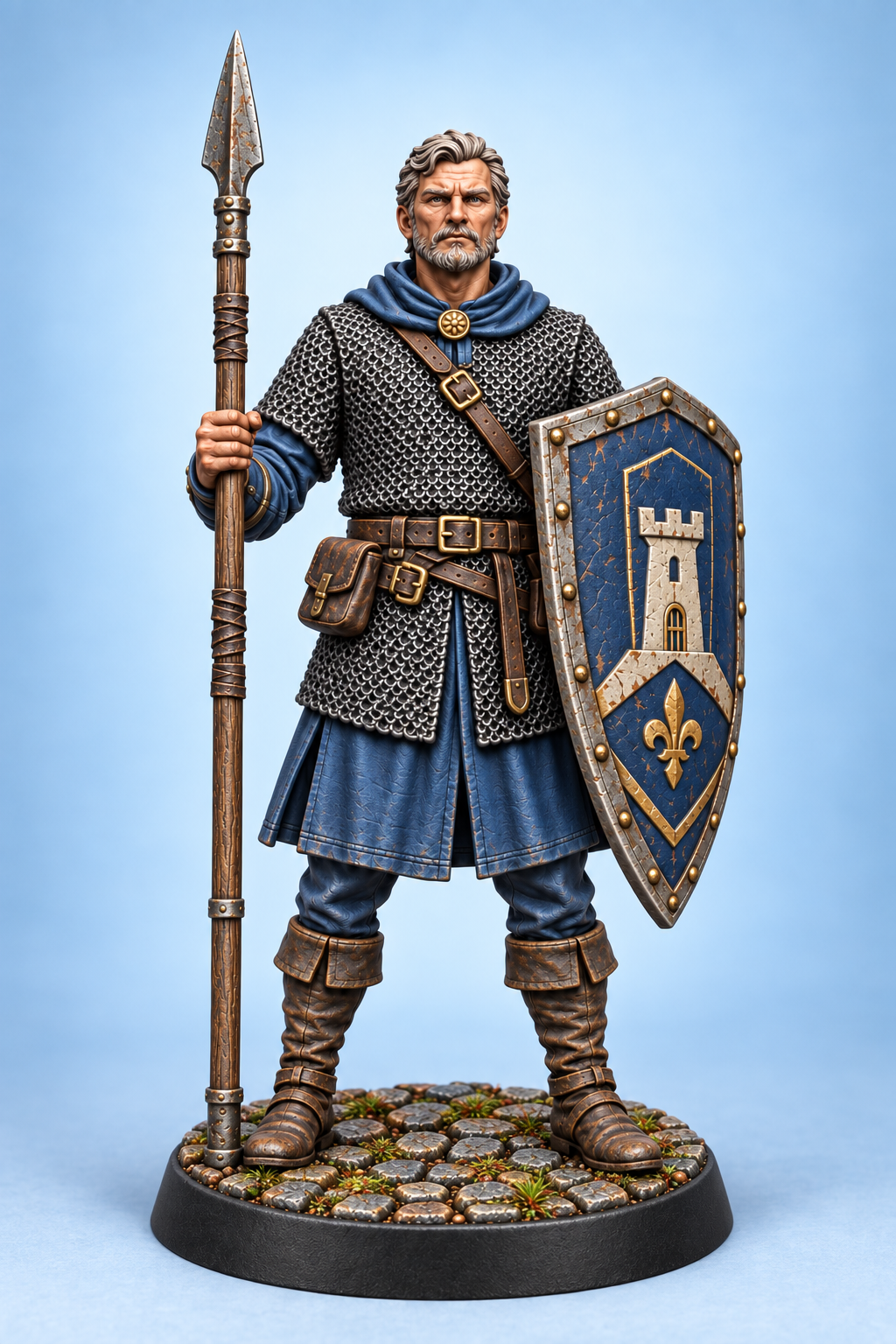 Timothy - Male Human Town Guard painted presentation; supplied unpainted.