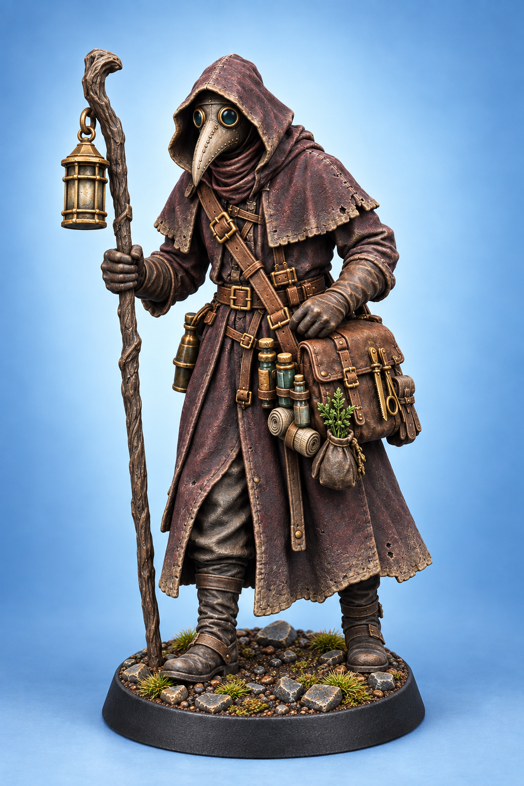 Doctor Malrec Voss - Male Human Plague Doctor painted presentation; supplied unpainted.