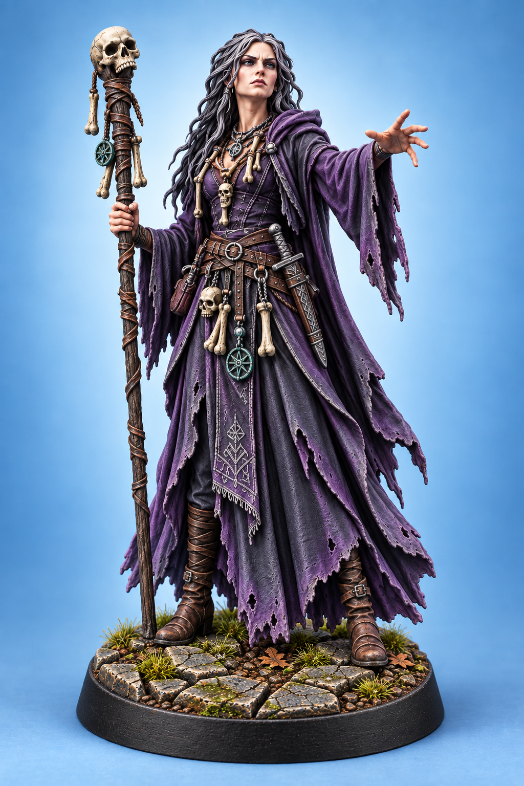 Morwenna Graveshade - Female Human Necromancer painted presentation; supplied unpainted.