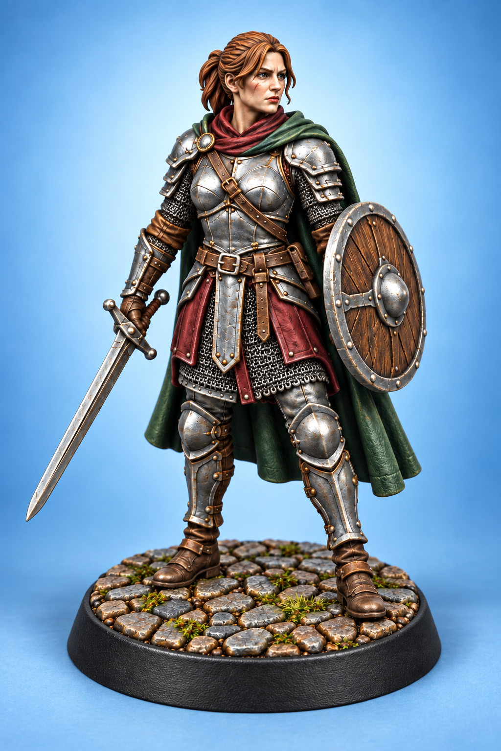Kara Ironvale - Female Human Fighter painted presentation; supplied unpainted.
