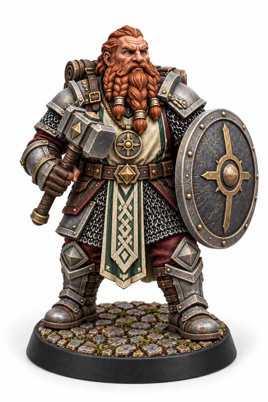 Torvik Stoneprayer - Male Dwarven Cleric painted presentation; supplied unpainted.
