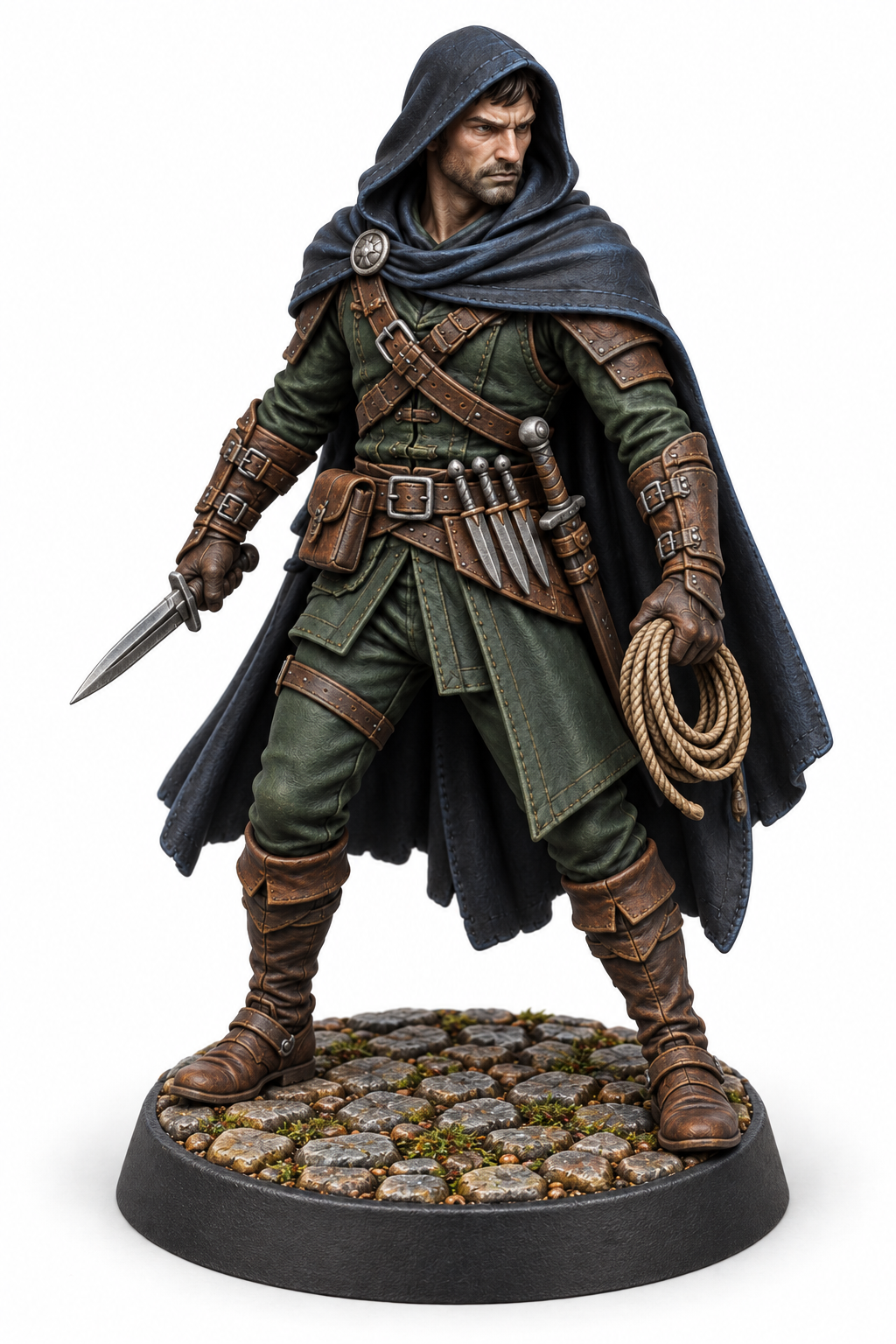 Garrick Vale - Male Human Assassin painted presentation; supplied unpainted.