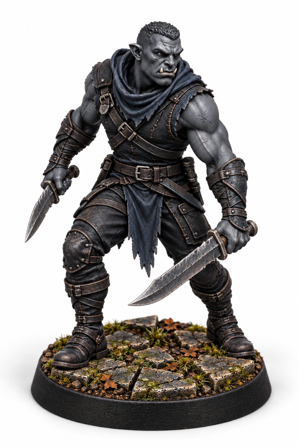 Drogan Scarhide - Male Half-Orc Assassin painted presentation; supplied unpainted.