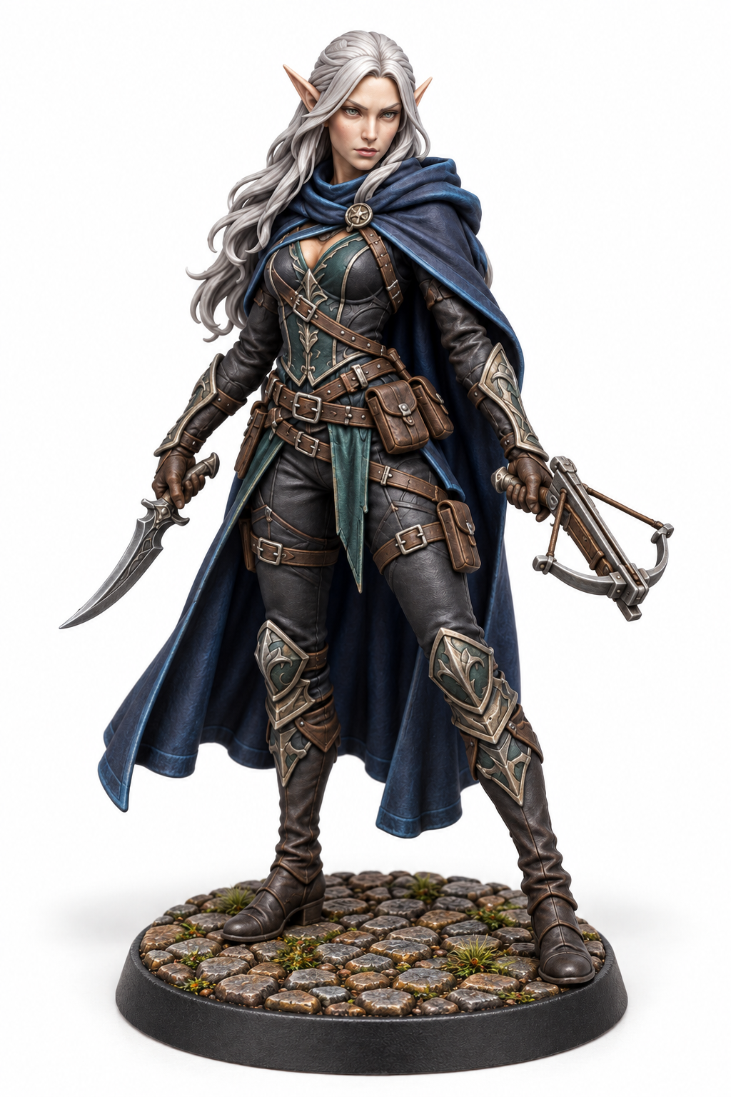 Vaelis Moonshade - Female Elf Assassin painted presentation; supplied unpainted.