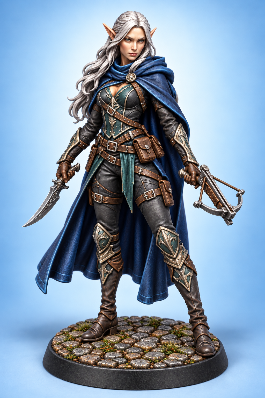 Vaelis Moonshade - Female Elf Assassin painted presentation; supplied unpainted.
